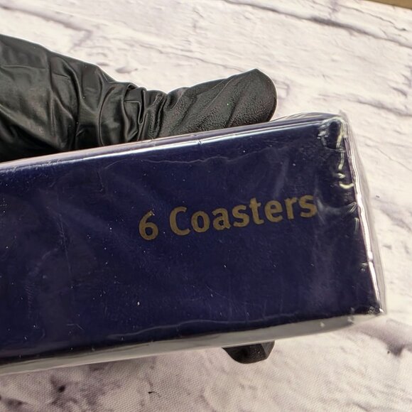 Vtg Pimpernel Premier Collection 6 Placemats & Coasters Set Blue Tulips Design - Picture 8 of 14